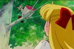 Sailor Moon S episode 100 - Artemis giving Minako flowers