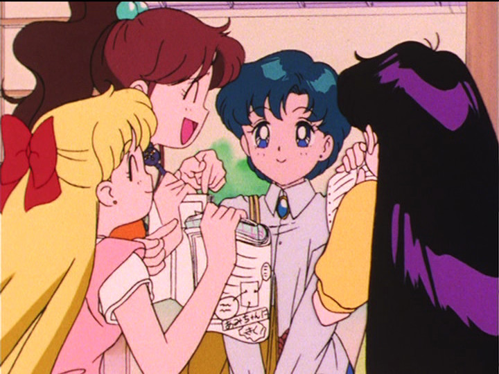 Sailor Moon S episode 97 - Makoto, Minako and Rei ask Ami for help with homework