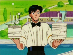 Sailor Moon S episode 105 - Mamoru at his part time job
