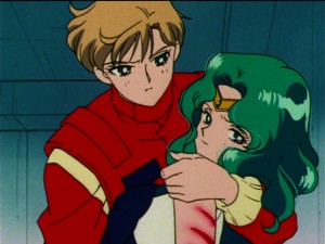 Sailor Moon S episode 106 - Haruka holding Sailor Neptune