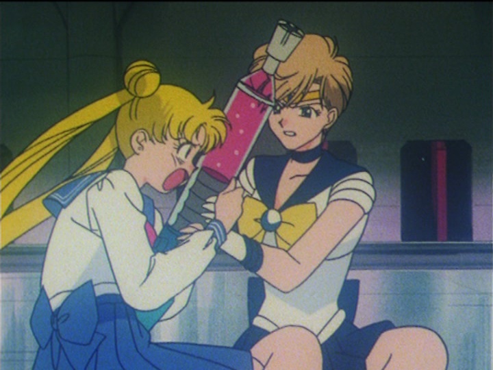 Sailor Moon S episode 110 - Usagi struggles with Haruka