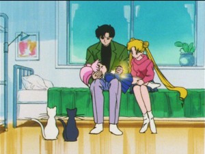 Sailor Moon S episode 123 - Mamoru keeping Chibiusa alive