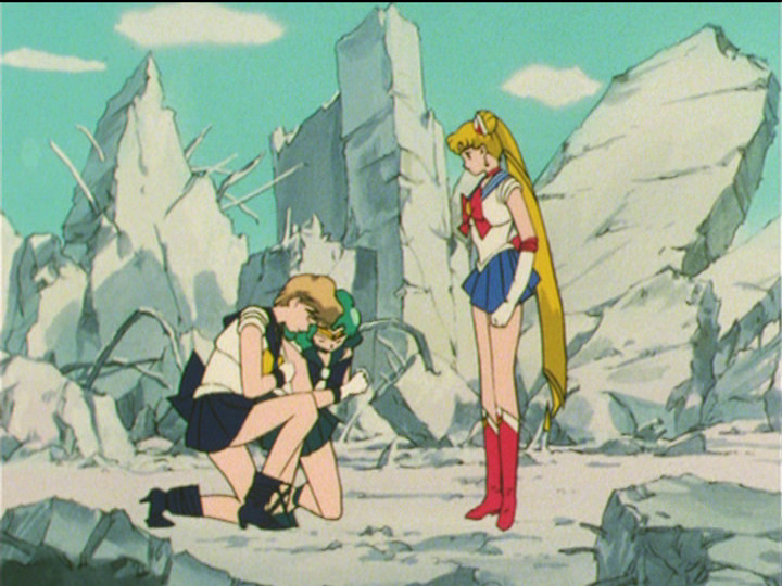 Sailor Moon S episode 126 - Sailor Uranus and Neptune bow to Sailor Moon