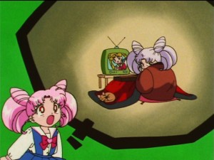 Sailor Moon SuperS episode 133 - Chibiusa is an old lonely cat lady watching Sailor Moon