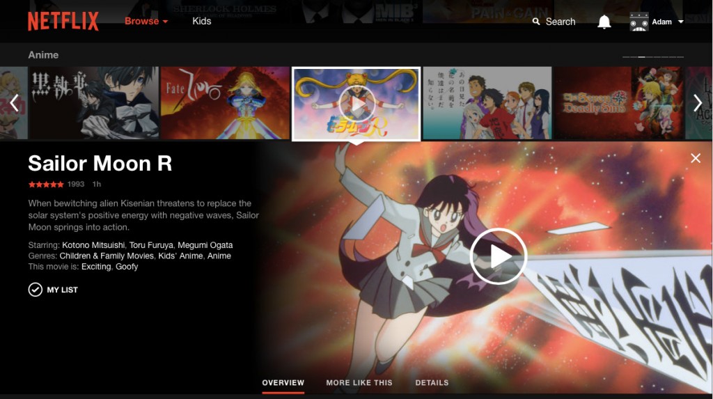 Sailor Moon R The Movie on Netflix Japan