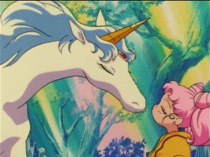 Sailor Moon SuperS episode 158 - Chibiusa kissing Pegasus