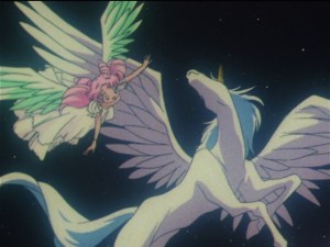 Sailor Moon SuperS episode 159 - Chibiusa and Pegasus flying