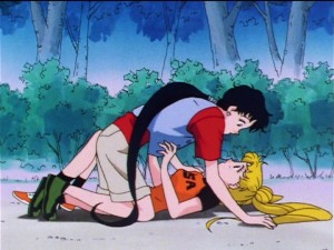 Sailor Moon Sailor Stars episode 183 - Seiya seducing Usagi