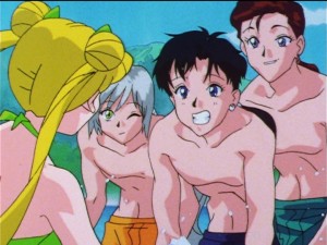 Sailor Moon Sailor Stars episode 183 - The Three Lights in swimsuits