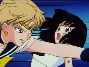 Sailor Moon Sailor Stars episode 197 - Sailor Uranus attacks Sailor Saturn