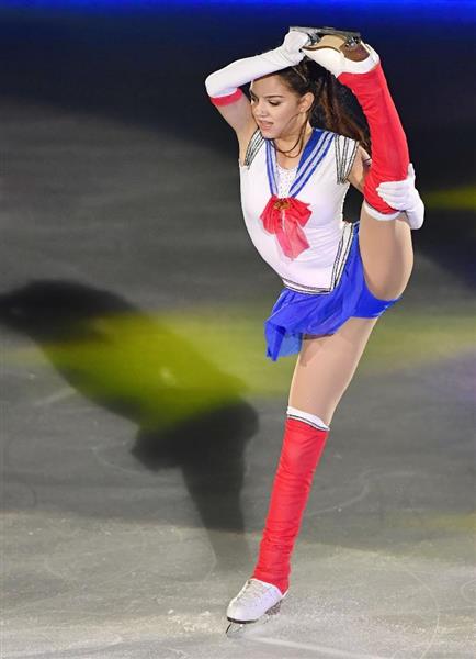 Russian figure skater Evgenia Medvedeva dressed as Sailor Moon