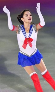 Russian figure skater Evgenia Medvedeva dressed as Sailor Moon