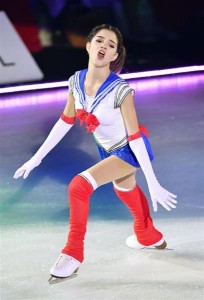 Russian figure skater Evgenia Medvedeva dressed as Sailor Moon
