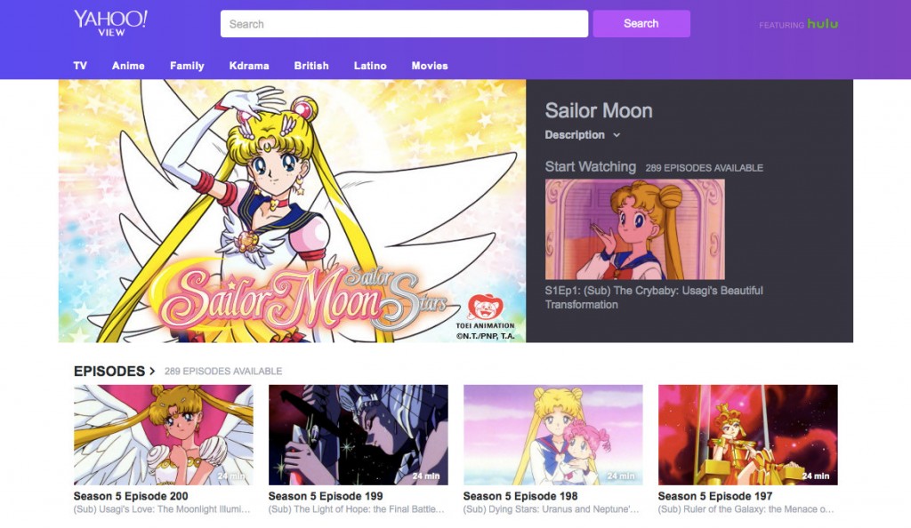 Sailor Moon on Yahoo! View