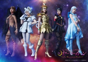 Sailor Lead Crow, Sailor Iron Mouse, Sailor Galaxia, Sailor Tin Nyanko and Sailor Aluminum Siren from the Sailor Moon Le Mouvement Final musical