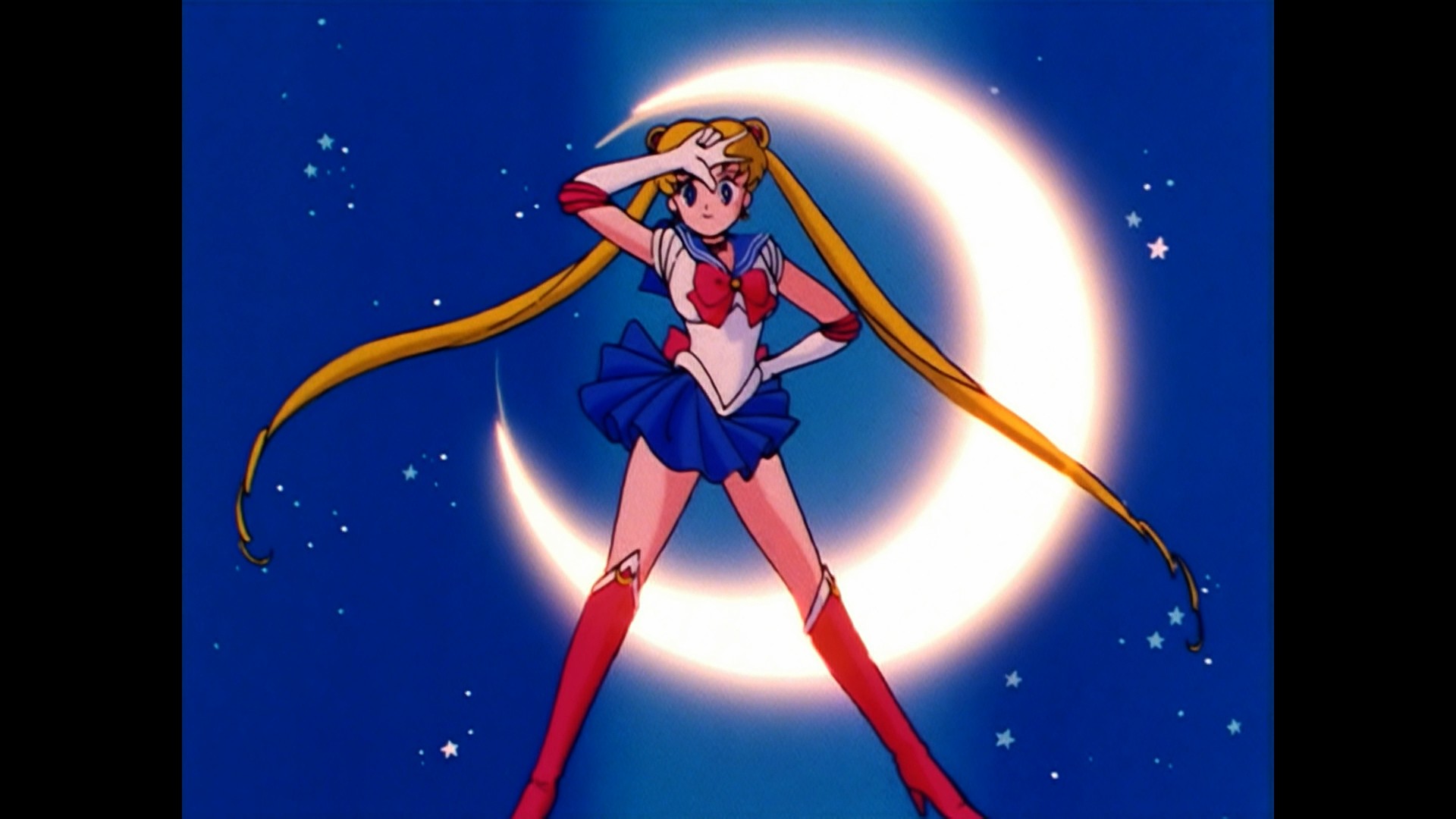 Sailor Moon Episode 1 - Viz Blu-Ray - Sailor Moon poses.