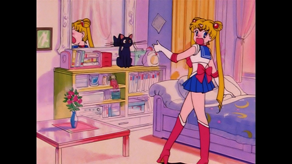 Sailor Moon Episode 1 - Viz Blu-Ray - Sailor Moon shocked by her transformation