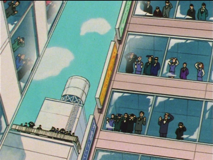 Sailor Moon SuperS episode 128 - Business people looking at the sun