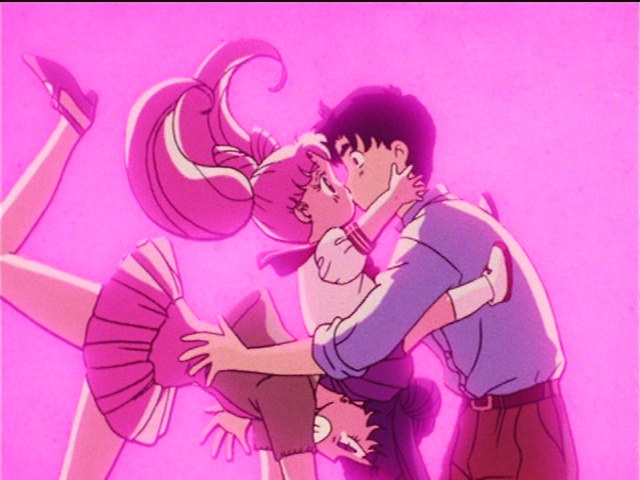 Sailor Moon R episode 60 - Japanese DVD - Chibiusa kissing Mamoru