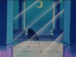 Sailor Moon episode 22 - Tuxedo Mask kissing a drunk Usagi