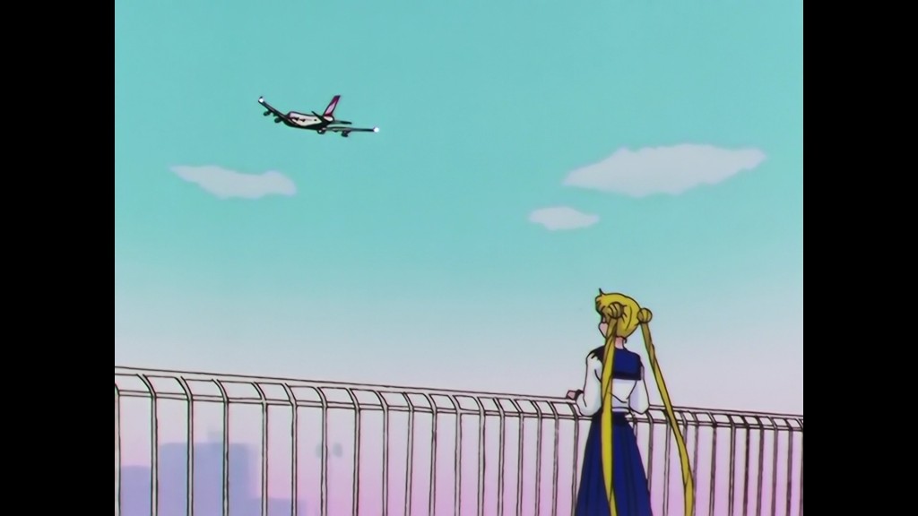 Sailor Moon Sailor Stars Viz Blu-Ray - Usagi watches Mamoru's plane leave