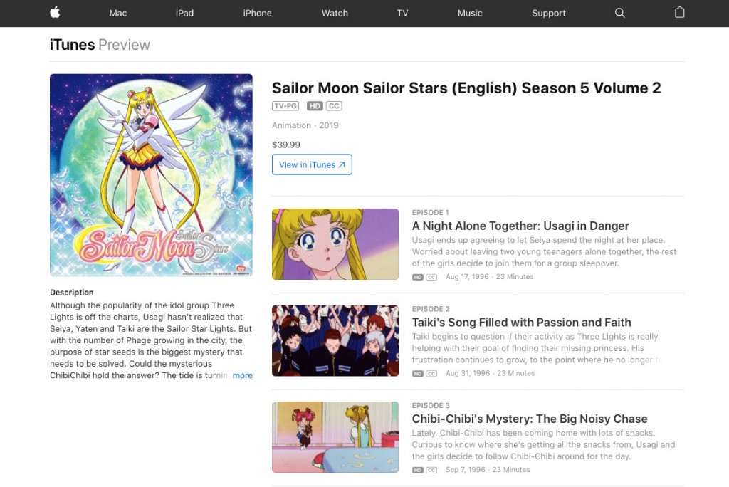 Sailor Moon Sailor Stars Part 2 on iTunes