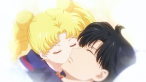 Sailor Moon Eternal - Young Usagi kissing Mamoru