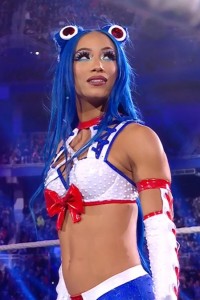 Sasha Banks in a Sailor Moon inspired outfit