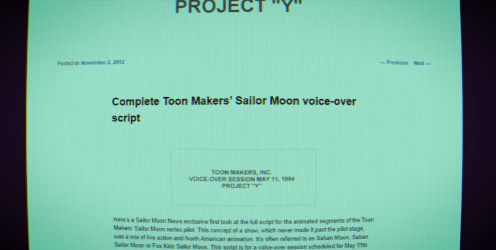 The Western World of Sailor Moon Documentary - Project "Y" script on Sailor Moon News